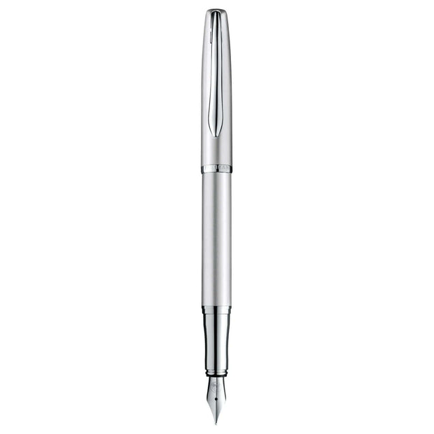 Pelikan Jazz Silver CT Fountain Pen with silver lacquer-coated body and polished chrome trim.