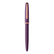 Pelikan Jazz Noble Elegance fountain pen in violet with rose gold accents and medium tip design.