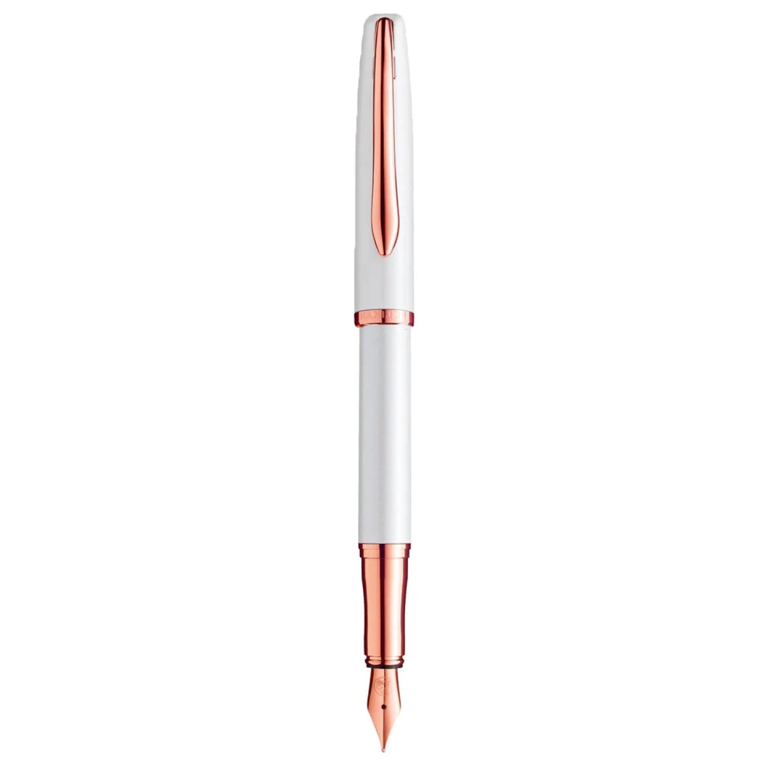 Pelikan Jazz Noble P36 Pearl White RGT premium pearl white fountain pen with rose gold accents.