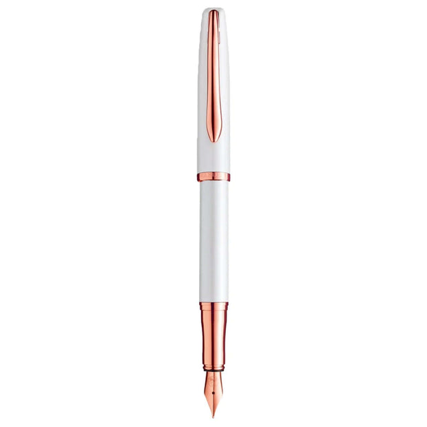 Pelikan Jazz Noble P36 Pearl White RGT premium pearl white fountain pen with rose gold accents.