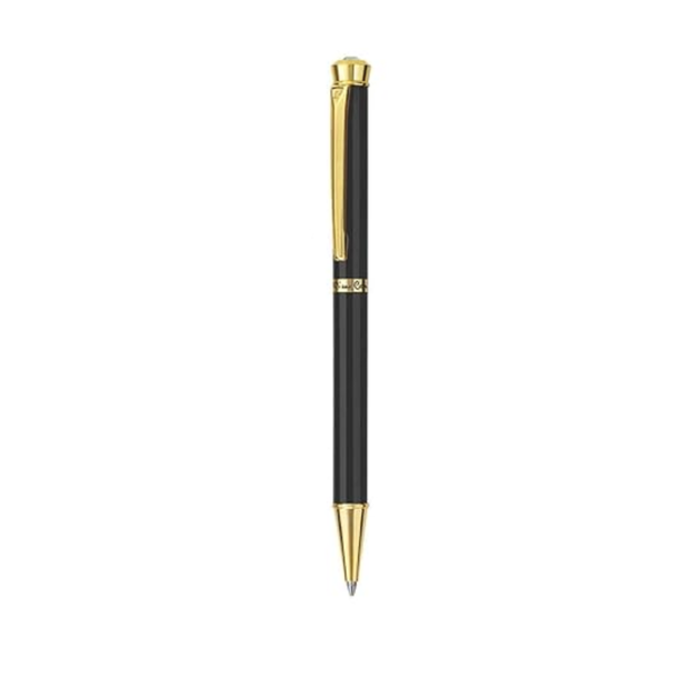 Pierre Cardin Jewel Ball Pen Black Chrome | Ink Colour - Blue
