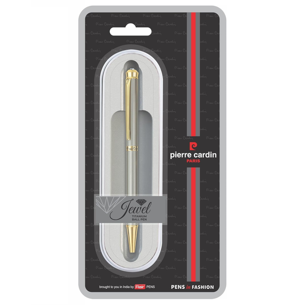 Pierre Cardin Jewel Ball Pen Titanium | Ink Colour - Blue