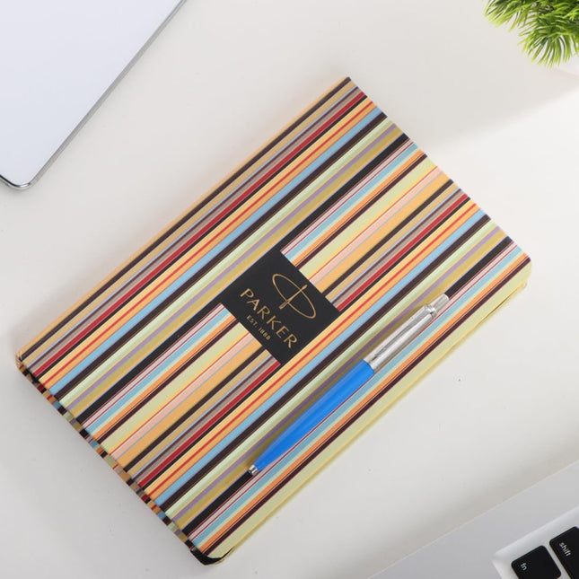 Parker Jotter Standard Ball Pen with A5 Pinstrip Diary Set styled with vibrant pinstripe diary and pen.