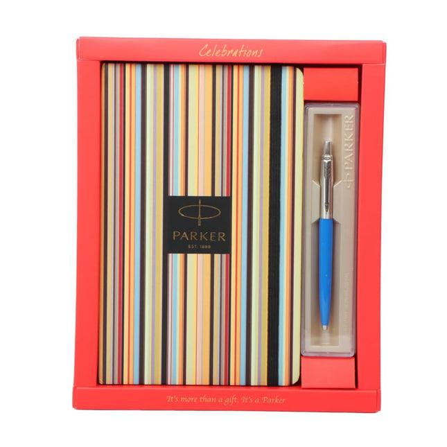 Parker Jotter Standard Ball Pen with A5 Pinstrip Diary Set in gift box.