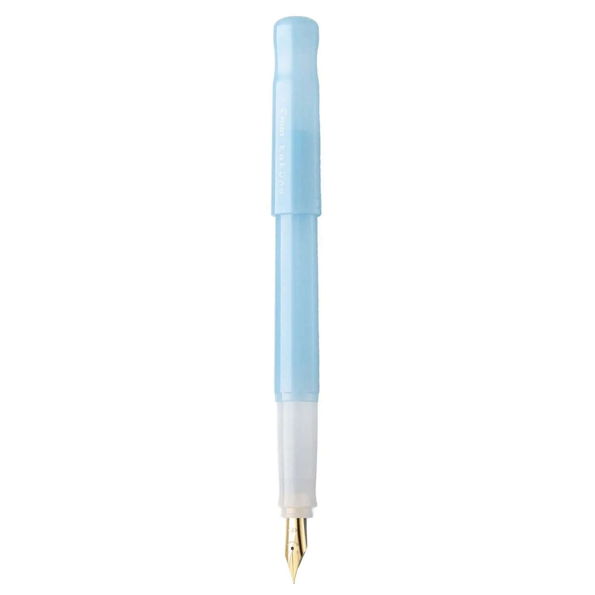 Pilot Kakuno Madoromi Fountain Pen PFKA1 in light blue featuring a gold nib and ergonomic design.