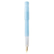 Pilot Kakuno Madoromi Fountain Pen PFKA1 in light blue featuring a gold nib and ergonomic design.