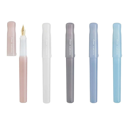 Pilot Kakuno Madoromi Fountain Pen PFKA1 in multiple colors with gold nib and distinctive design.