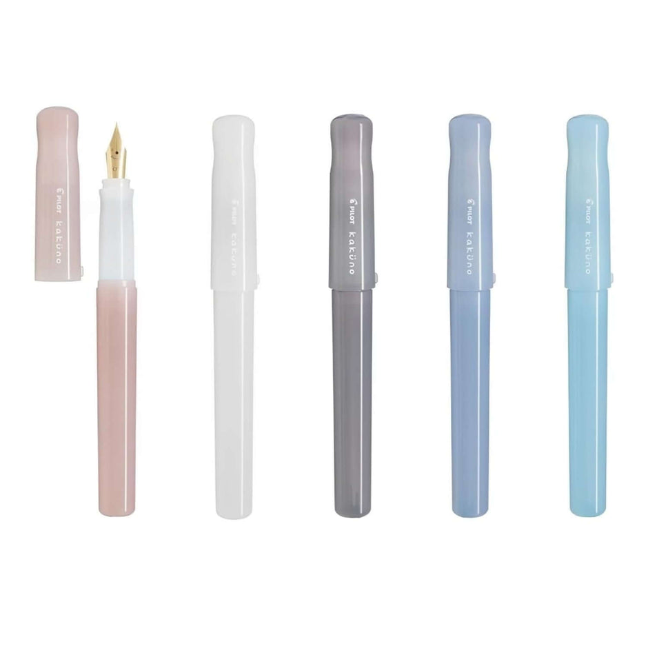 Pilot Kakuno Madoromi Fountain Pen PFKA1 in multiple colors with gold nib and distinctive design.