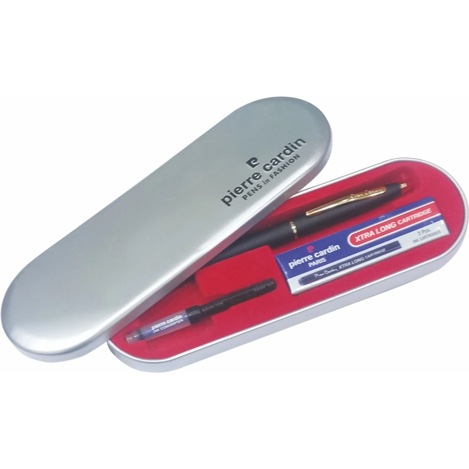 Pierre Cardin Kriss Japan Black Fountain Pen | Includes 1 Converter and 3 Cartridges