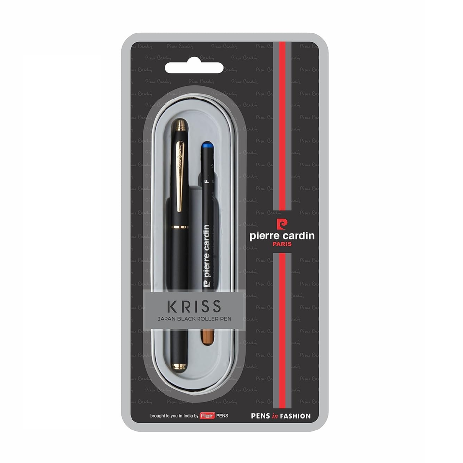 Pierre Cardin Kriss Japan Black Roller Ball Pen | Ink Colour - Blue