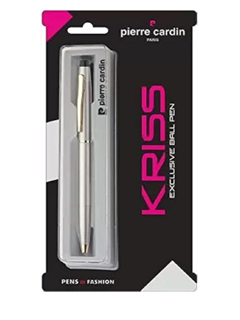 Pierre Cardin Kriss Satin Nickle Ball Pen | Ink Colour - Blue