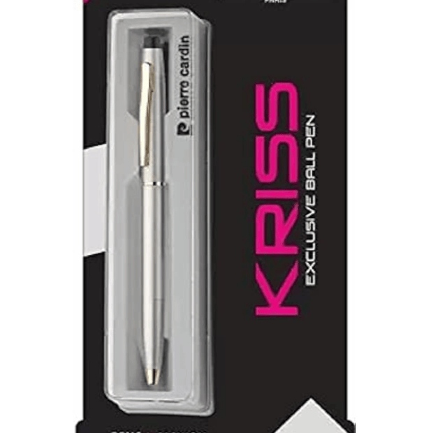 Pierre Cardin Kriss Satin Nickle Ball Pen | Ink Colour - Blue