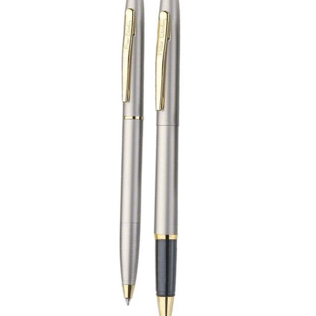 Pierre Cardin Kriss Satin Nickle Set | Set of Ball Pen and Roller Ball Pen
