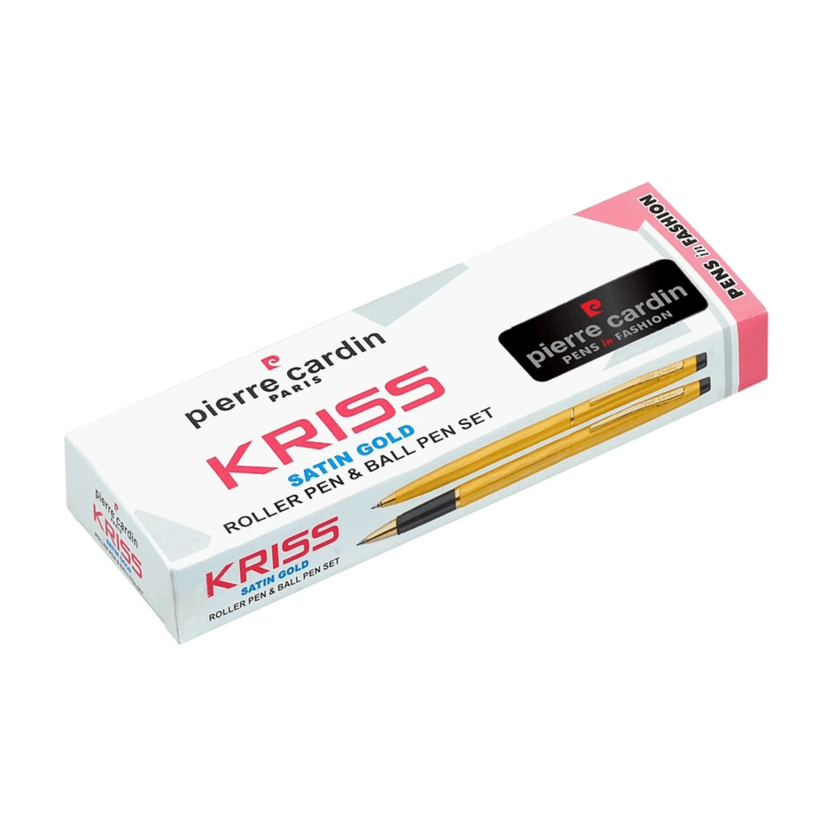 Pierre Cardin  Kriss Satin Gold Set | Set of Ball Pen and Roller Ball Pen