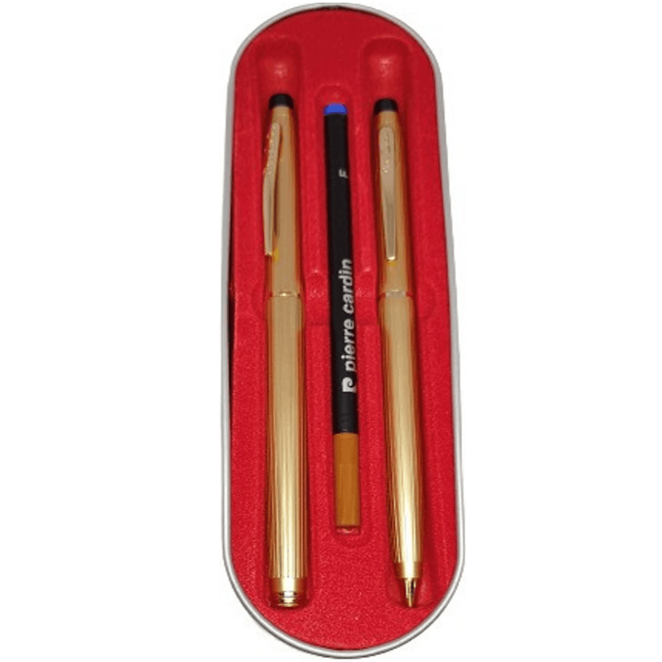 Pierre Cardin  Kriss Satin Gold Set | Set of Ball Pen and Roller Ball Pen