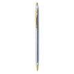Pierre Cardin Kriss White Gold Ball Pen | Ink Colour - Blue, elegant design with gold accents.