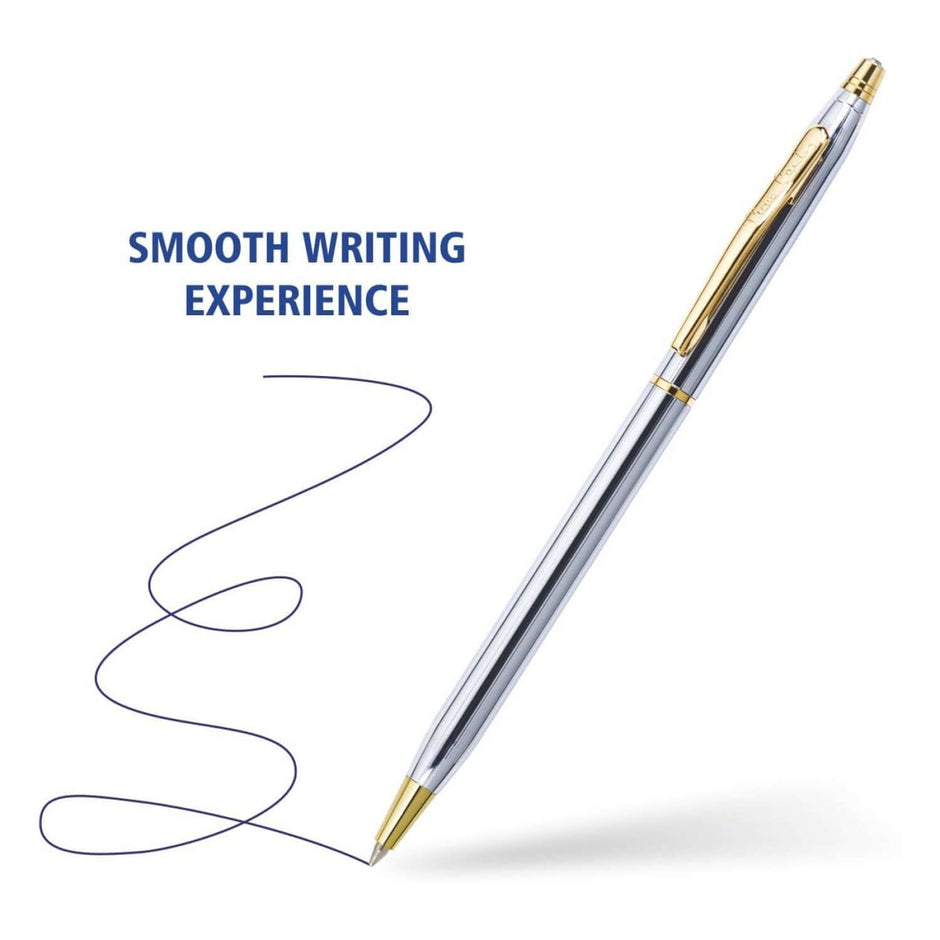 Pierre Cardin Kriss White Gold Ball Pen | Ink Colour - Blue showcasing smooth writing experience with elegant design.