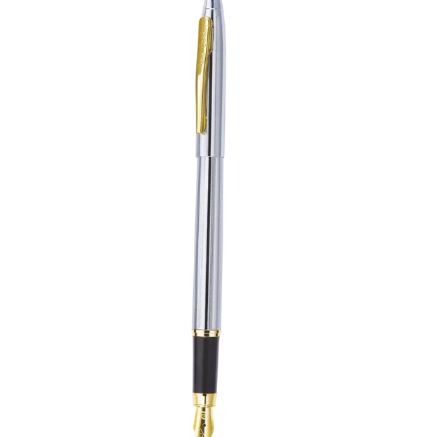 Pierre Cardin Kriss White Gold Fountain Pen | Includes Converter and 3 Cartridges