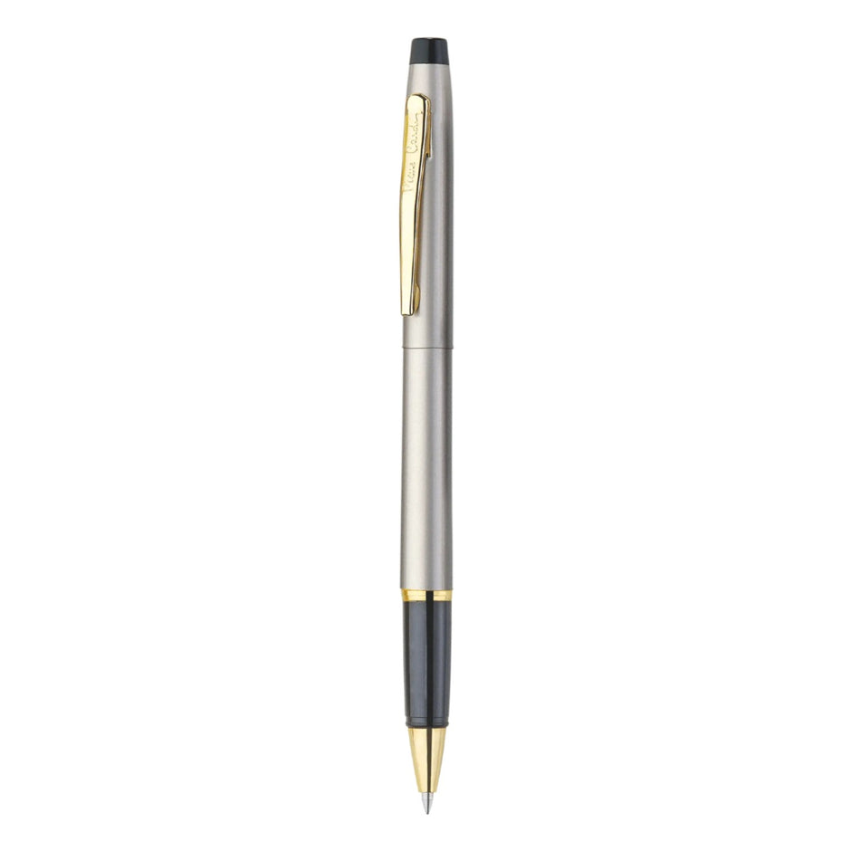 Pierre Cardin Kriss Satin Nickle Roller Pen | Ink Colour - Blue