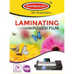 Bambalio Laminating Pouch 65 x 95 mm | 250 Microns | 100 Sheets | LAM-625 packaging featuring vibrant flowers and a laminator.