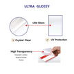 Ultra glossy laminating pouch features crystal clear finish with UV protection and high transparency to keep documents bright.