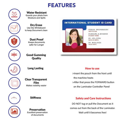 Bambalio Laminating Pouch 65 x 95 mm | 250 Microns | 100 Sheets | LAM-625