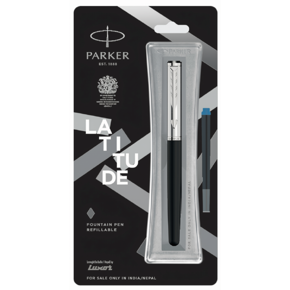 Parker Latitude Matt Metallix Fountain Pen | Ink Colour - Blue