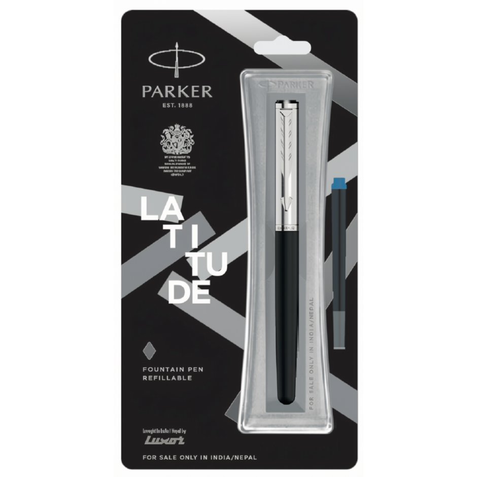 Parker Latitude Matt Metallix Fountain Pen | Ink Colour - Blue