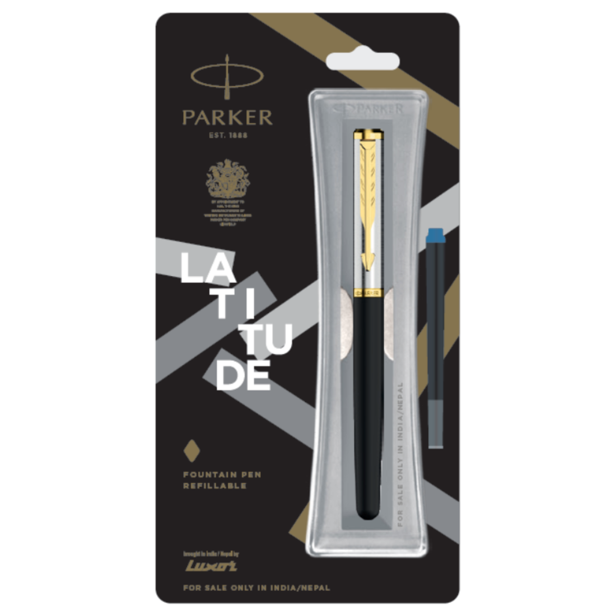 Parker Latitude Matt Metallix Fountain Pen | Ink Colour - Blue