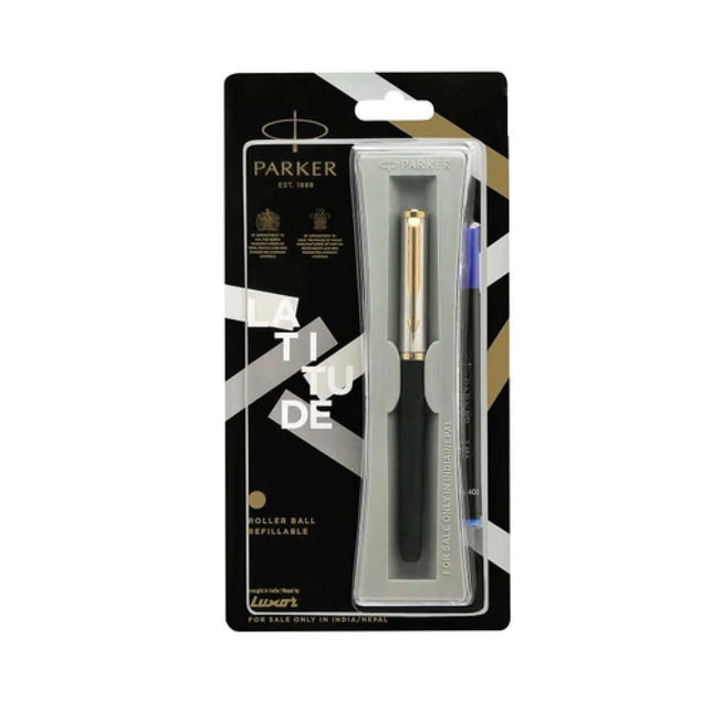 Parker Latitude Matt Metallix Roller Ball Pen | Ink Colour - Blue