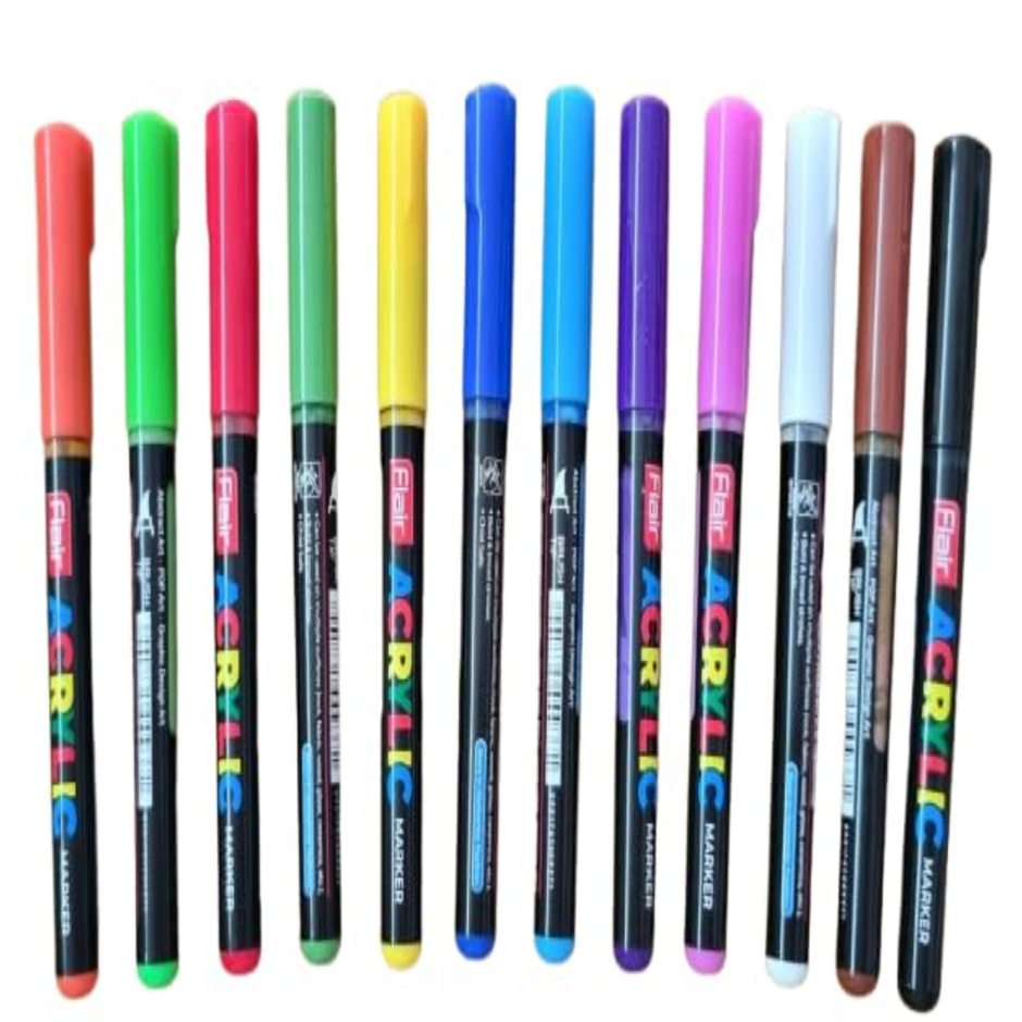 Flair Creative Liquid Acrylic Marker | Set of 12 Shades