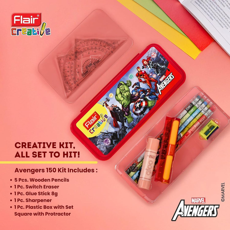 Flair Creative Marvel Avengers 150 Kit | Stationery Kit of 5 Items
