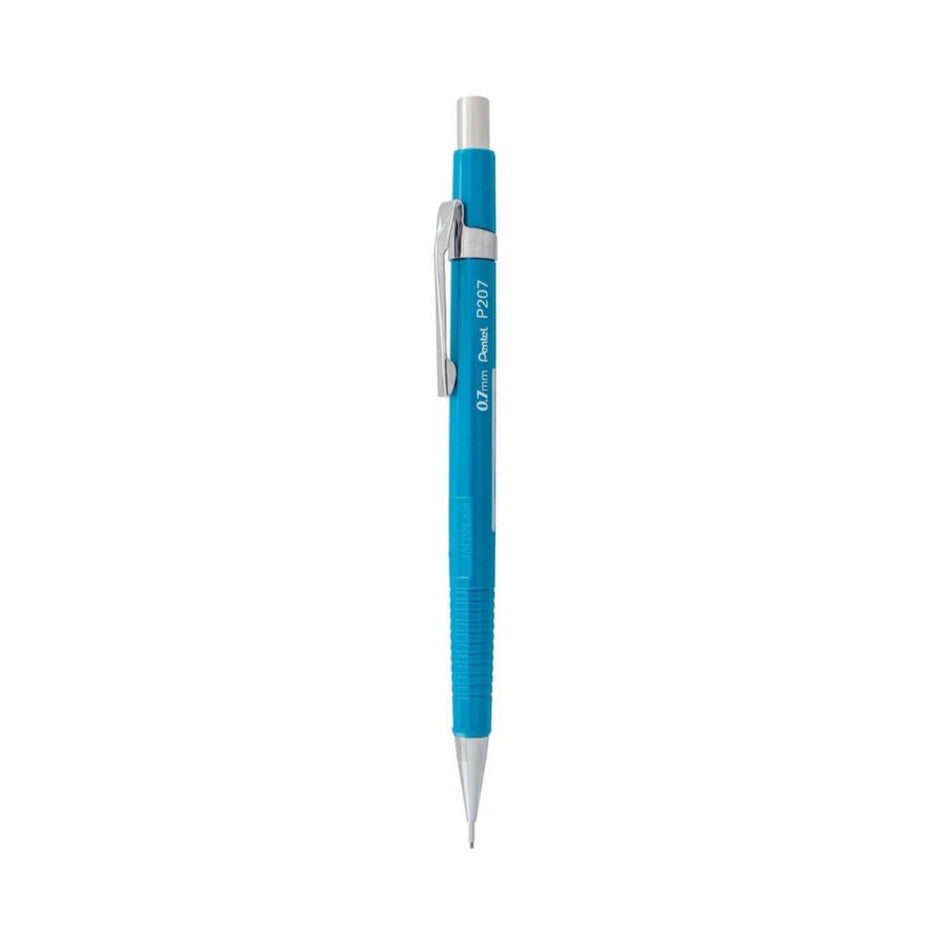 Pentel Sharp P200 Mechanical Pencil in blue color with a sleek design for precision writing and drawing.