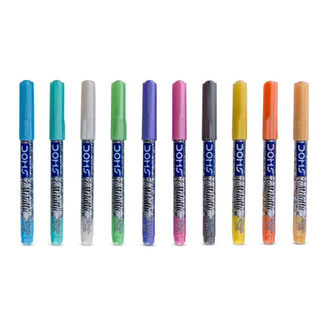 DOMS Metallic Brush Pen Set of 10 Shades