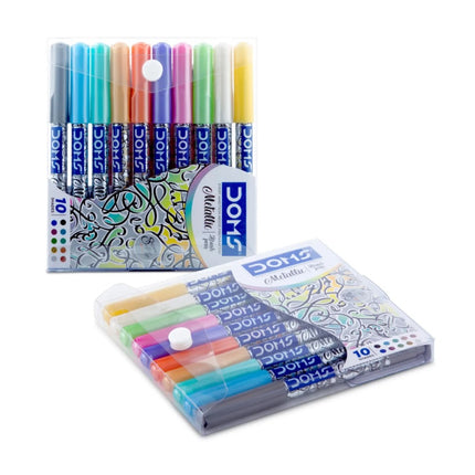 DOMS Metallic Brush Pen Set of 10 Shades