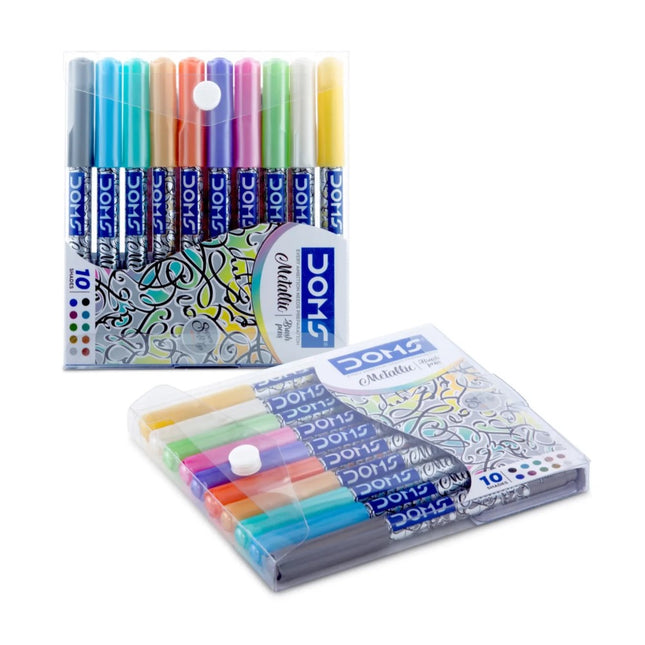 DOMS Metallic Brush Pen Set of 10 Shades