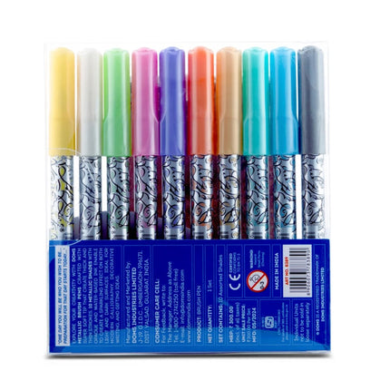 DOMS Metallic Brush Pen Set of 10 Shades