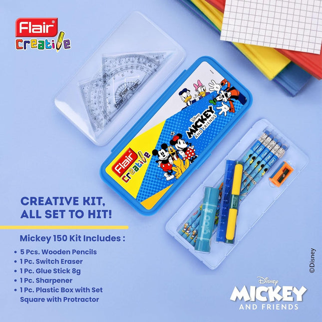 Flair Creative Disney Mickey 150 Kit | Stationery Kit of 7 Items