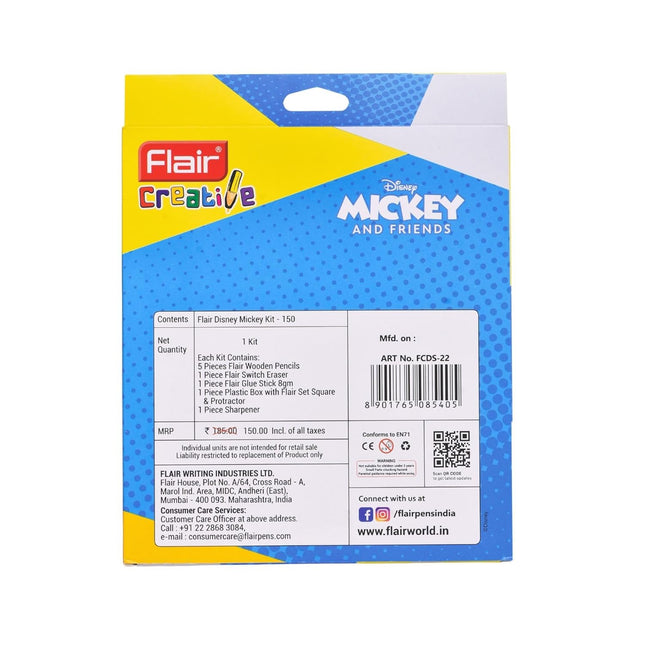 Flair Creative Disney Mickey 150 Kit | Stationery Kit of 7 Items