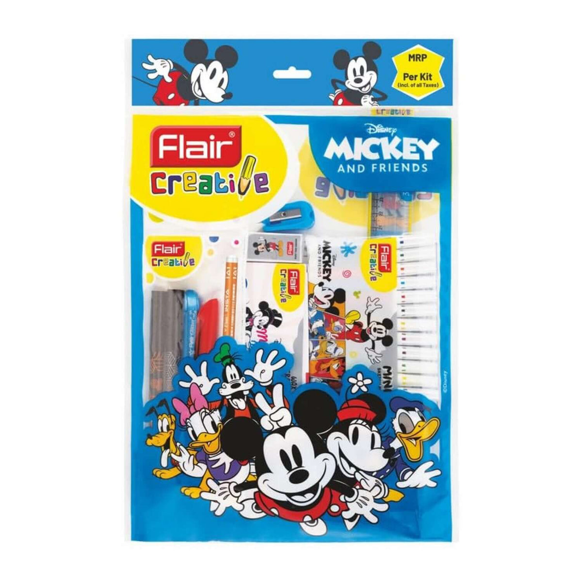 Flair Creative Disney Mickey 200 Kit | Stationery Kit of 14 Items - colorful stationery collection.