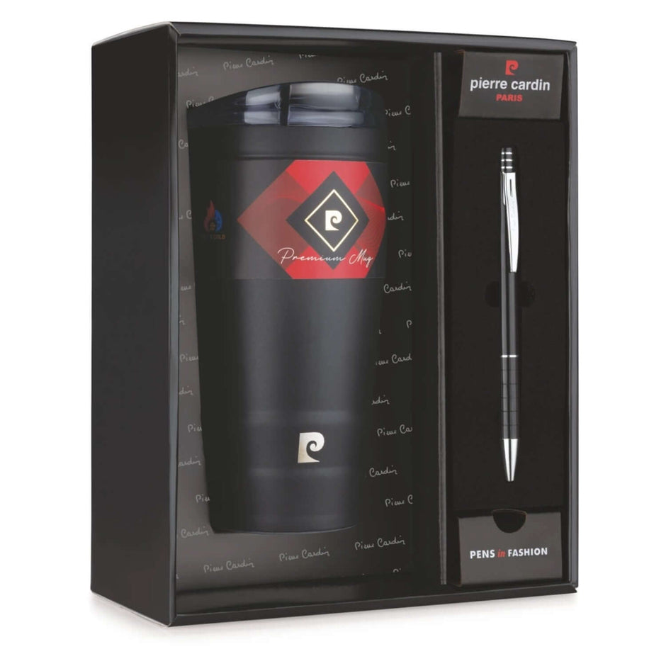 Pierre Cardin Milord Gift Set | Set of Mug and Pen featuring a tumbler and pen in a stylish gift box.