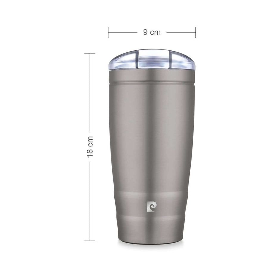 Pierre Cardin Milord Gift Set | Set of Mug and Pen - Stylish silver insulated tumbler with leak-proof lid, 500ml capacity.