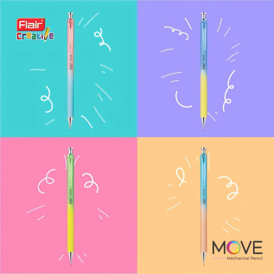 Flair Creative Move 0.7mm Mechanical Pencil | Includes Lead in multicolor finish on bright background.