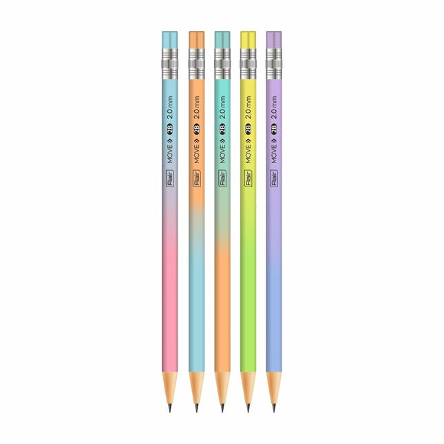 Flair Move 2.0mm Mechanical Pencil | Pack of 10 | Includes 1 Eraser and 1 Sharpener