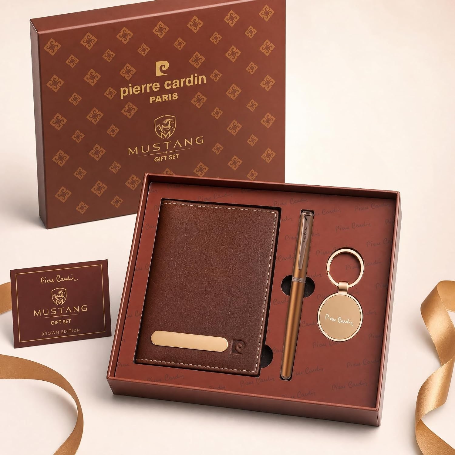 Pierre Cardin Mustang Gift Set | Set of Roller Pen, Keychain & Passport Holder