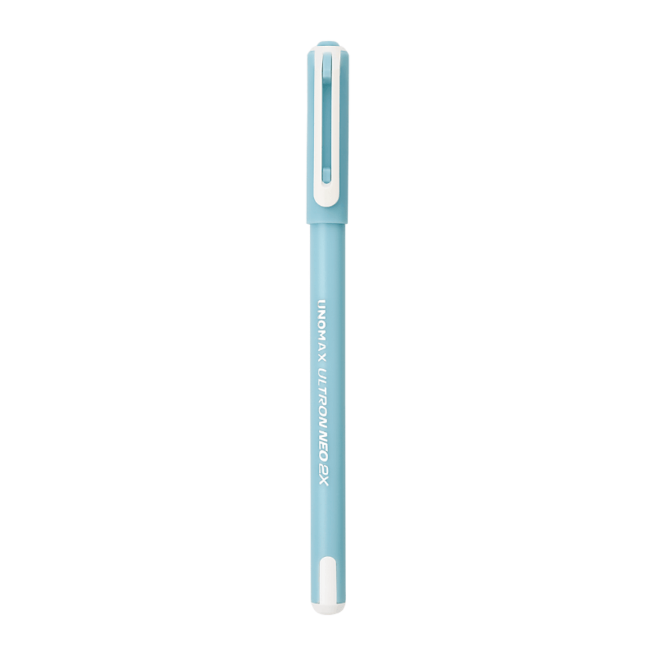 Unomax Ultron Neo 2X Ball Pen | Ink Colour - Blue, Black and Red in a pastel blue finish.