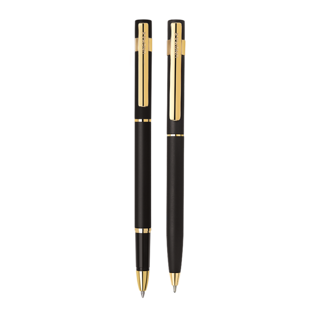 Unomax Nexa Gold Roller Ball Pen and Ball Pen Set | Ink Colour - Blue