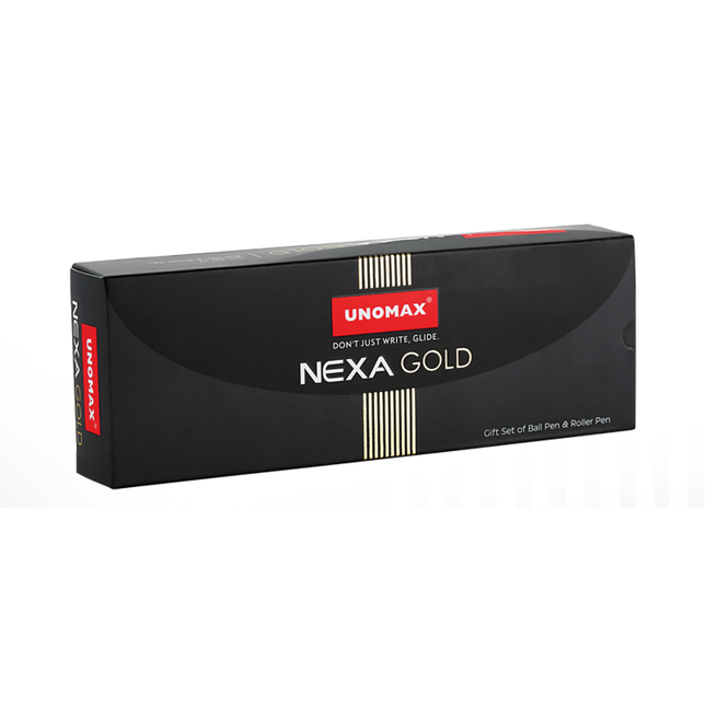 Unomax Nexa Gold Roller Ball Pen and Ball Pen Set | Ink Colour - Blue