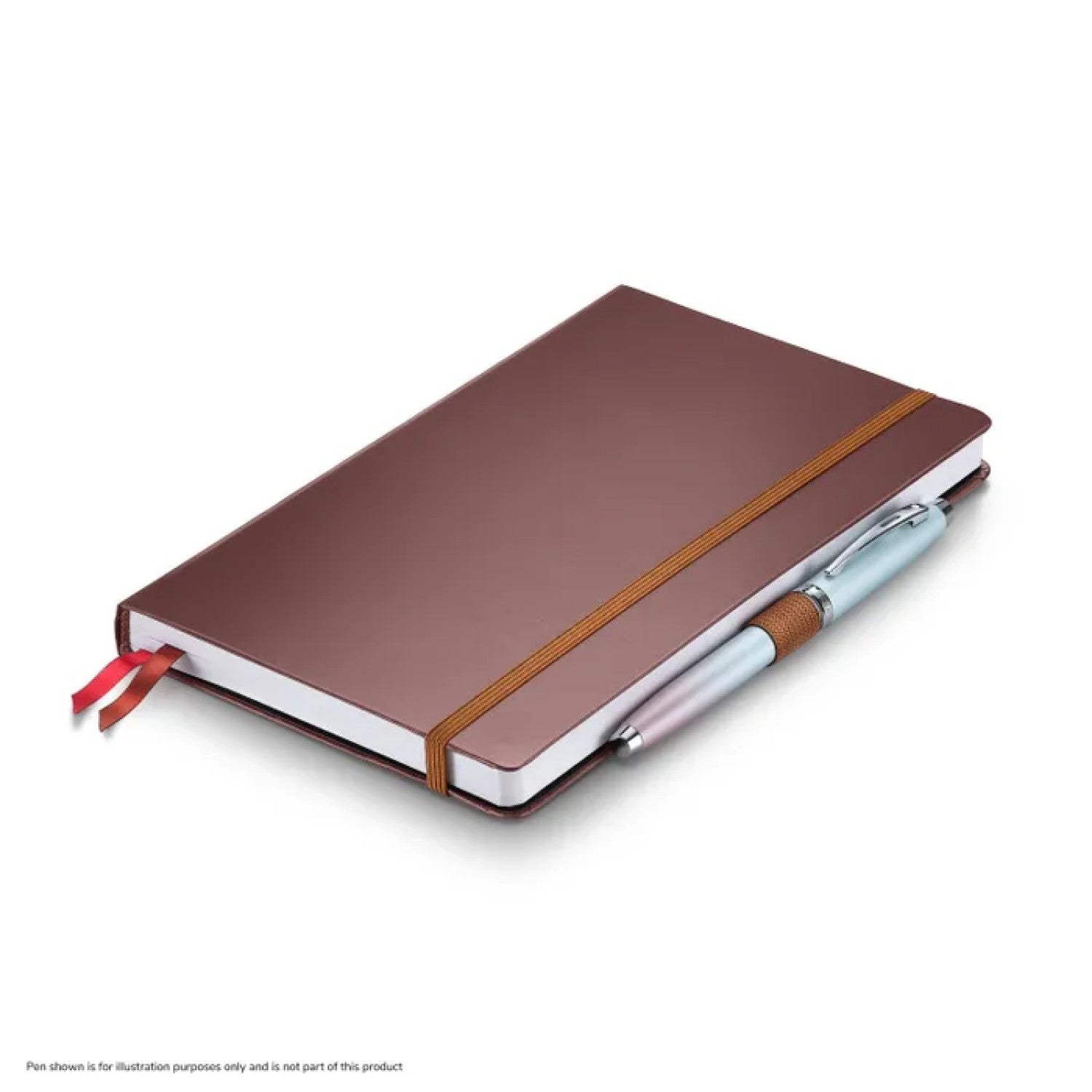 Sheaffer Echoes Of Red 90GSM Notebook in Dark Brown with a pen and ribbon bookmark features.