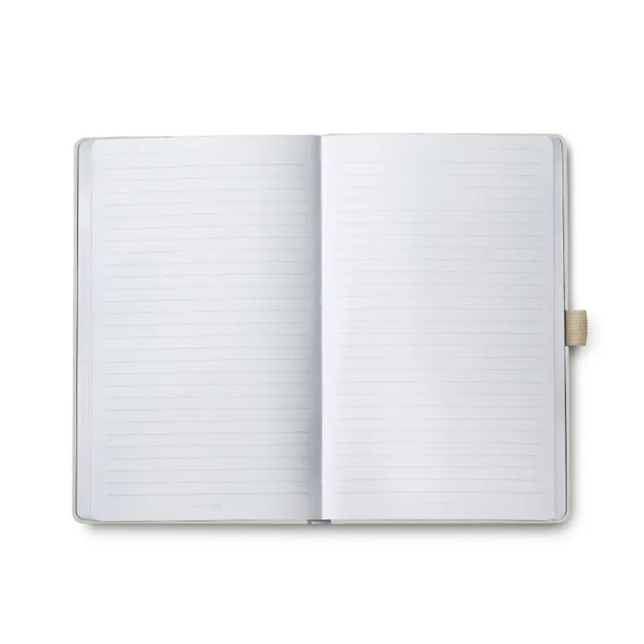 Open pages of the Sheaffer Nature's Muse 90GSM Notebook in light grey, revealing lined interiors for creative writing.